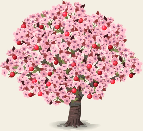 The same fruit tree rendered again from Tiny Speck's file, crisp.
